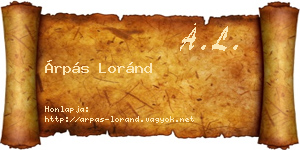 Árpás Loránd névjegykártya